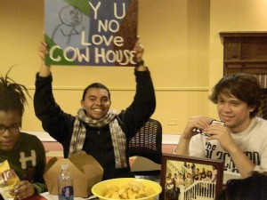 COW House member Kevin De La Cruz asks SLUshing students to show is house some love at the all-SLU event last Thursday.