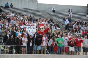 The student section shows their support for the Bishops during the game.
