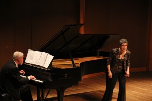 Robert Nims played the piano during his wife Marilyn’s faculty recital on Tuesday, April 16.  