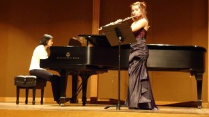 Flutist Caitlen Sellers performed individually at the joint junior recital she shared with soprano Grace Thompson on Oct. 28. The two concluded their performance with a duet of Irish folk songs.  Photo courtesy of Caitlen Sellers