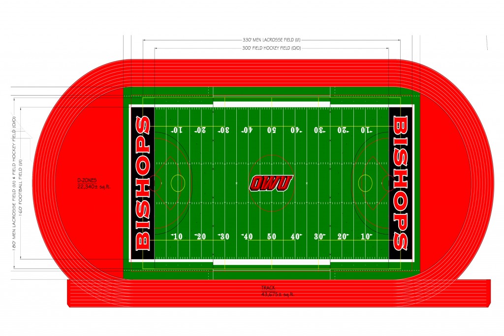 The  field renovations will add the new OWU  Athletics logo  to the center of the field. Photo: OWU Athletics