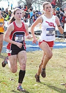 Sophmore Sarah Fowler (left) finished 94th in the NCAA D-III national championship meet. Photo: battlingbishops.com
