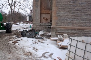 Construction on Merrick Hall continues.