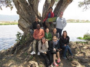 The eight students who traveled to Tanzania last semester. Photo courtesy of MaryKate Caja.