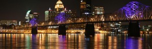 Louisville lit up at night. Photo courtesy of gotolouisville.com.