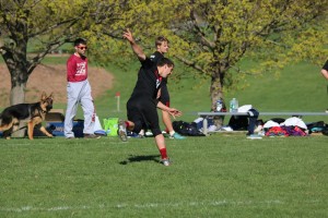 Schurer moments after throwing a flying disc at an Ultimate game. Photo courtesy of Facebook.