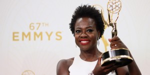 LOS ANGELES, CA - SEPTEMBER 20: Actress Viola Davis, winner of the award for Outstanding Lead Actress in a Drama Series for 'How to Get Away With Murder', poses in the press room at the 67th Annual Primetime Emmy Awards at Microsoft Theater on September 20, 2015 in Los Angeles, California. Mark Davis/Getty Images/AFP
