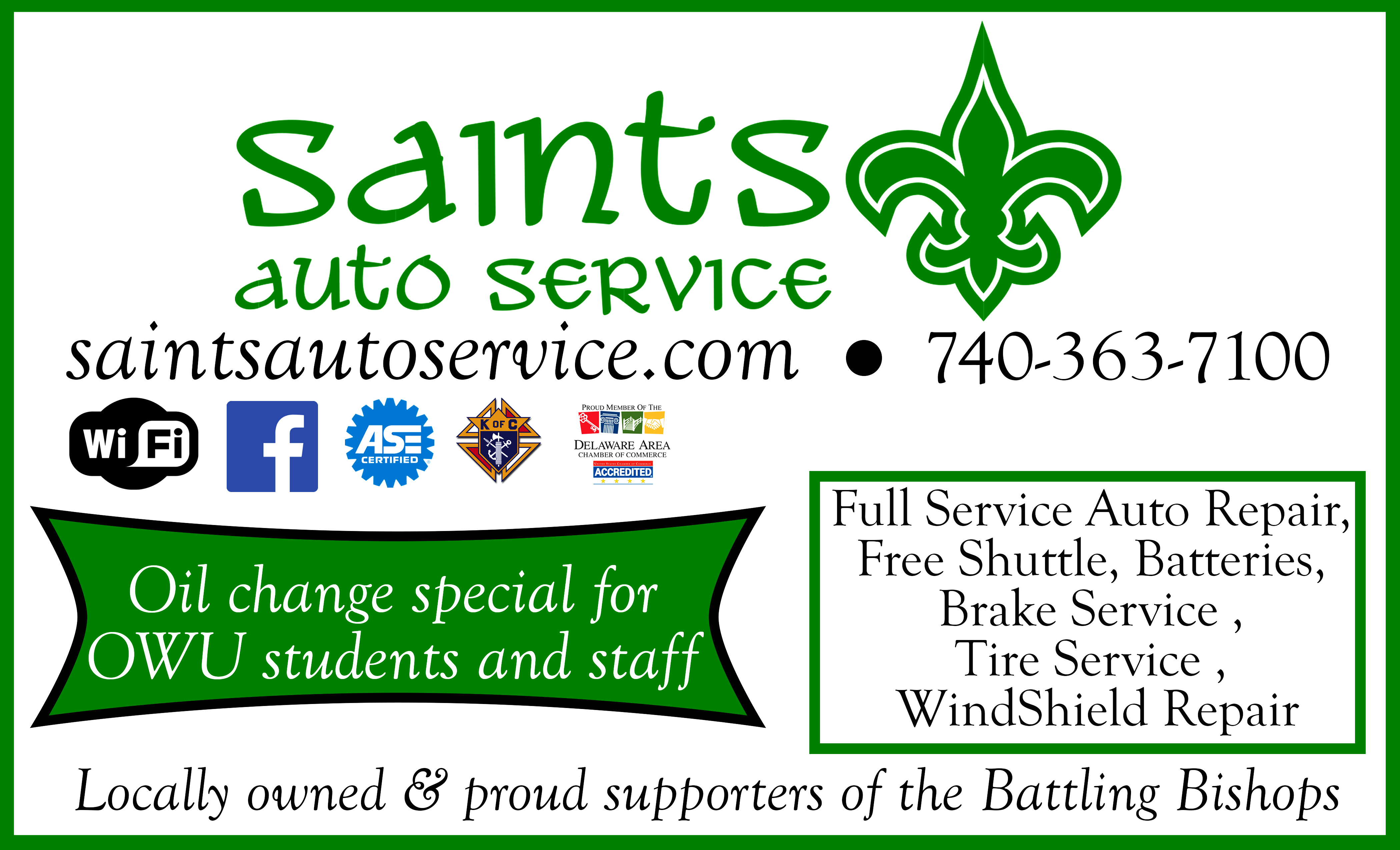 Saint’s Auto Service ad
