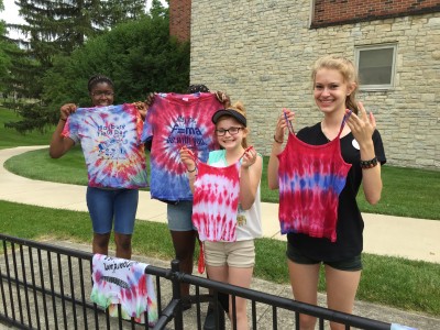 Summer in April for the students to tie and dye